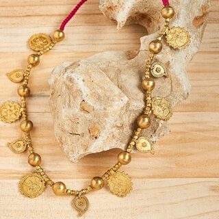 Tribal Dhokra Handcrafted Necklace adorned with unique mango and coin brass motifs