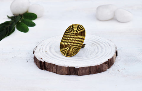 Exquisite Oval Dhokra Ring made using the Lost Wax Method