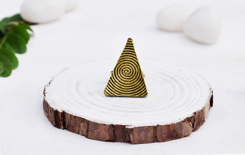 Exquisite Triangle Dhokra Ring made using the Lost Wax Method